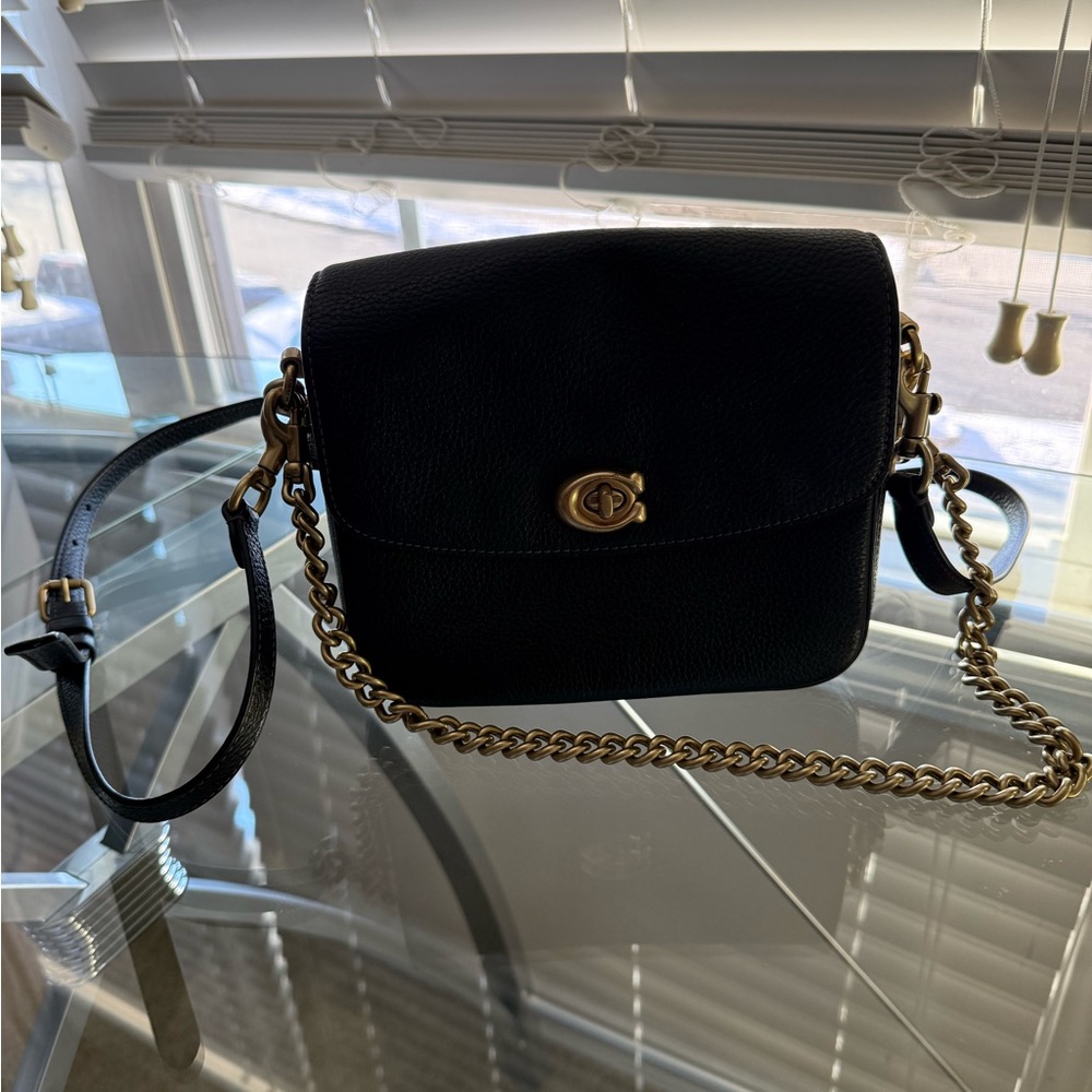 Coach Black Crossbody with Gold Chain Strap